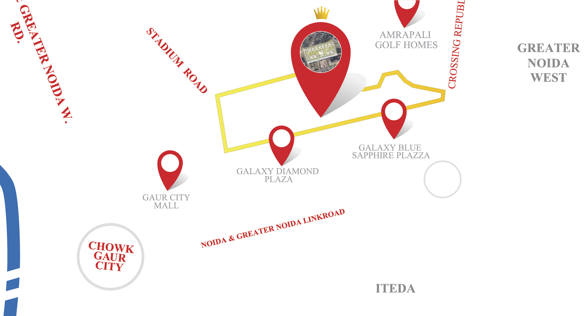 Forbes Fab Luxe Residences location map showing connectivity to Metro, highways, airports and key landmarks