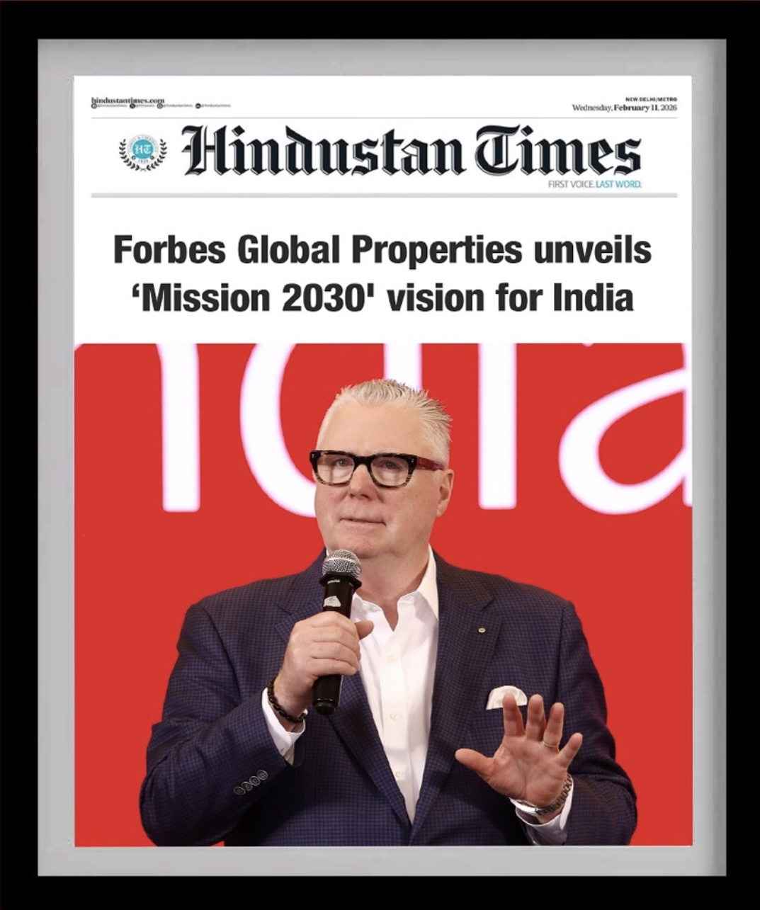 Hindustan Times news photo of Forbes Global Properties Mission 2030 announcement