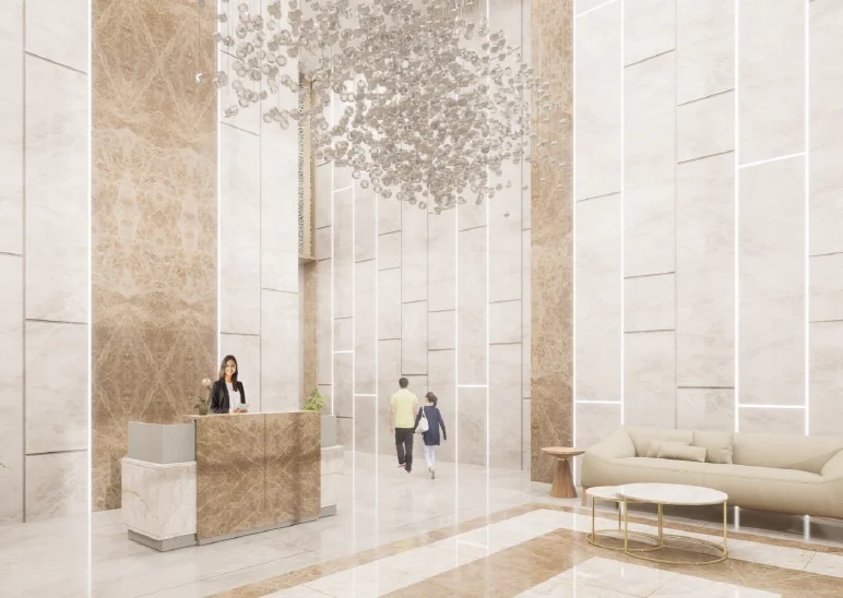 Forbes Fab Luxe lobby lounge with marble